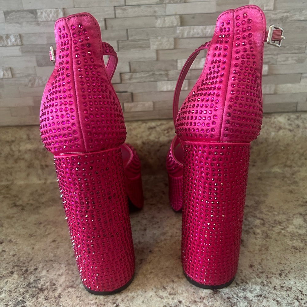 Pink Rhinestone Platform Heels - image 3